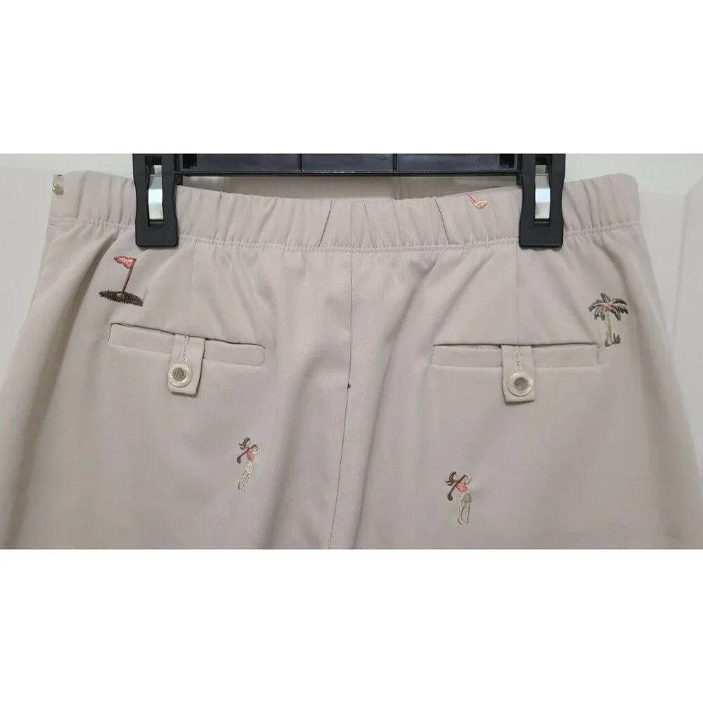 x2 Coral Bay Golf Women's Elastic Waist Golf Shorts‎ Embroidered Blue/Tan Sz 6P